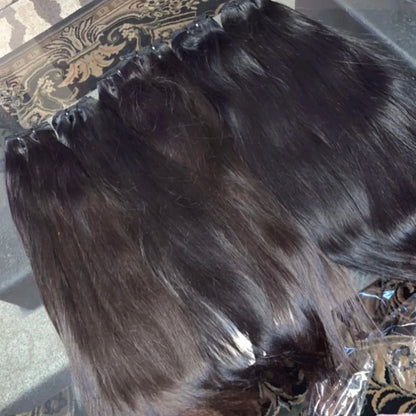 100% Natural Human Raw Straight Hair Double Weft Cuticle Aligned Silky Straight Bundles Single Donor Human Hair