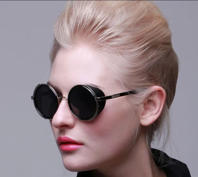 SHAUNA Vintage femmes Steampunk rétro revêtement hommes lunettes de soleil rondes marque concepteur Punk lunettes de soleil UV400