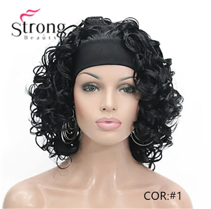 Perruques synthétiques courtes 3/4 à reflets blonds pour femmes, postiche bouclée avec bandeau, choix de couleurs