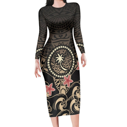 Robe - Nouvelle Arrivée Vert Plumeria Avec Feuille Polynésien Tribal Design Rétro À La mode