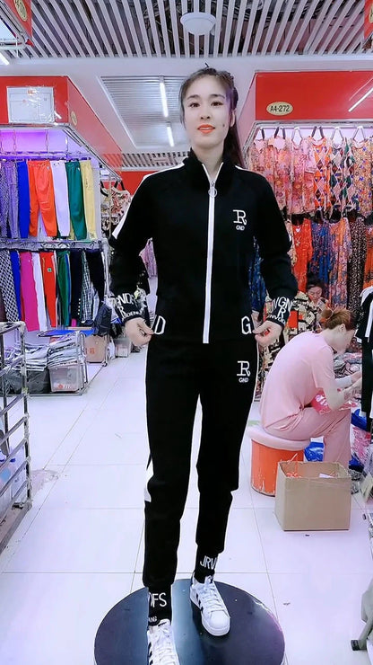 Manteau slim décontracté pour femme, pull à manches longues, pantalon, ensemble deux pièces, mode coréenne, imbibé de sport, automne, hiver, nouveau, 2025