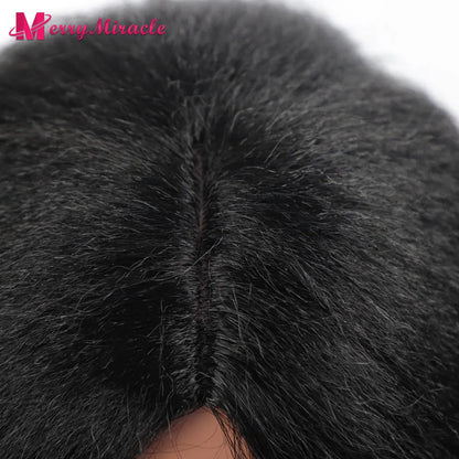 Perruques synthétiques lisses et crépues pour femmes noires, mélange de mèches noires, brunes, blondes, gingembre, rouges et blanches