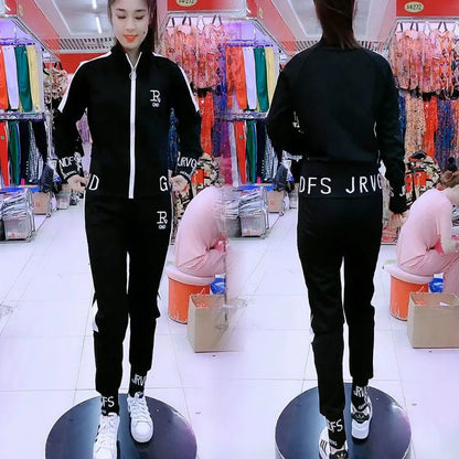 Manteau slim décontracté pour femme, pull à manches longues, pantalon, ensemble deux pièces, mode coréenne, imbibé de sport, automne, hiver, nouveau, 2025