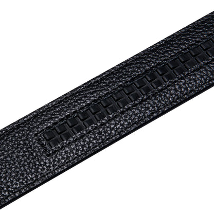 Ceintures en cuir noir pour hommes, 110CM-130CM, sangle à cliquet en relief, boucles automatiques, robe coulissante, ceinture en jean pour hommes