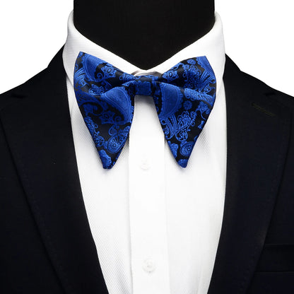 GUSLESON Paisley grand noeud papillon hommes bleu rouge jaune noeud papillon poche carré boutons de manchette ensemble avec boîte-cadeau soie mariage cravate pour homme