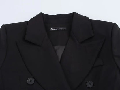 Women 2025 Spring New Chic Fashion Double-Break Dress Blazer Coat Vintage Long Sleeve Casual Female Outerwear