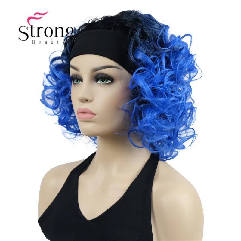 Perruques synthétiques courtes 3/4 à reflets blonds pour femmes, postiche bouclée avec bandeau, choix de couleurs