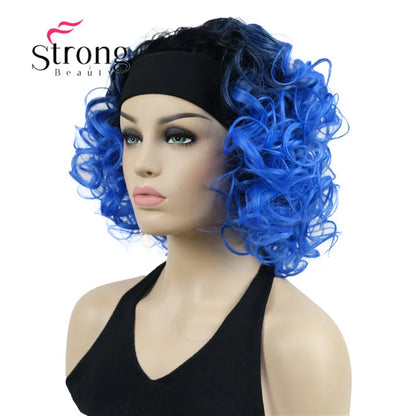 Perruques synthétiques courtes 3/4 à reflets blonds pour femmes, postiche bouclée avec bandeau, choix de couleurs