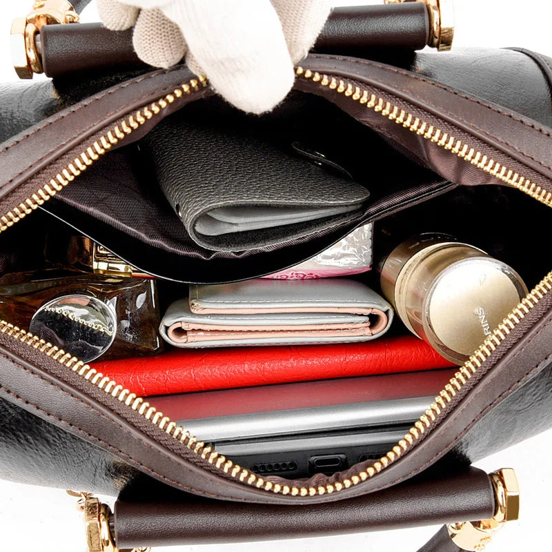 Sac à main à poignée supérieure en cuir pour femmes, sac à bandoulière à coque décontractée, sacs de messager initiés, sac à main à la mode pour dames, super haute qualité