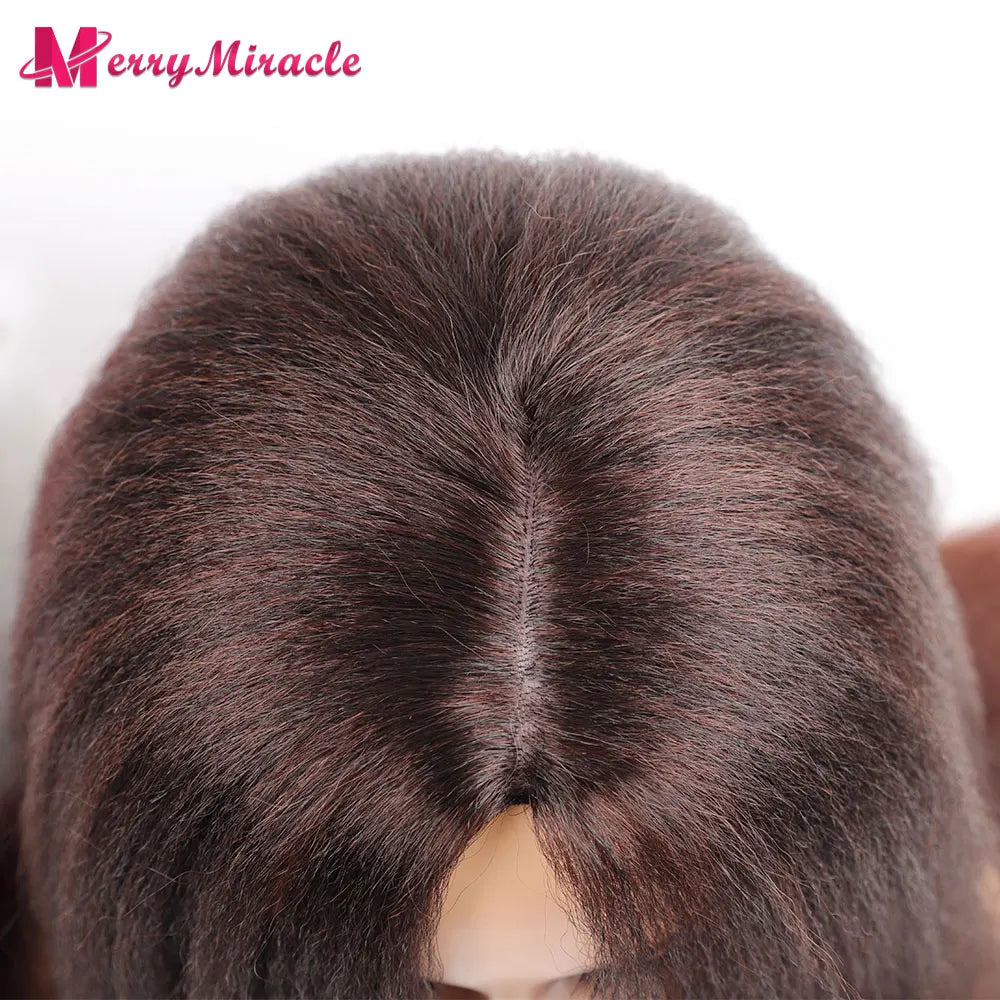 Perruques synthétiques lisses et crépues pour femmes noires, mélange de mèches noires, brunes, blondes, gingembre, rouges et blanches