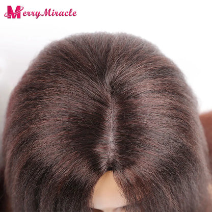 Perruques synthétiques lisses et crépues pour femmes noires, mélange de mèches noires, brunes, blondes, gingembre, rouges et blanches