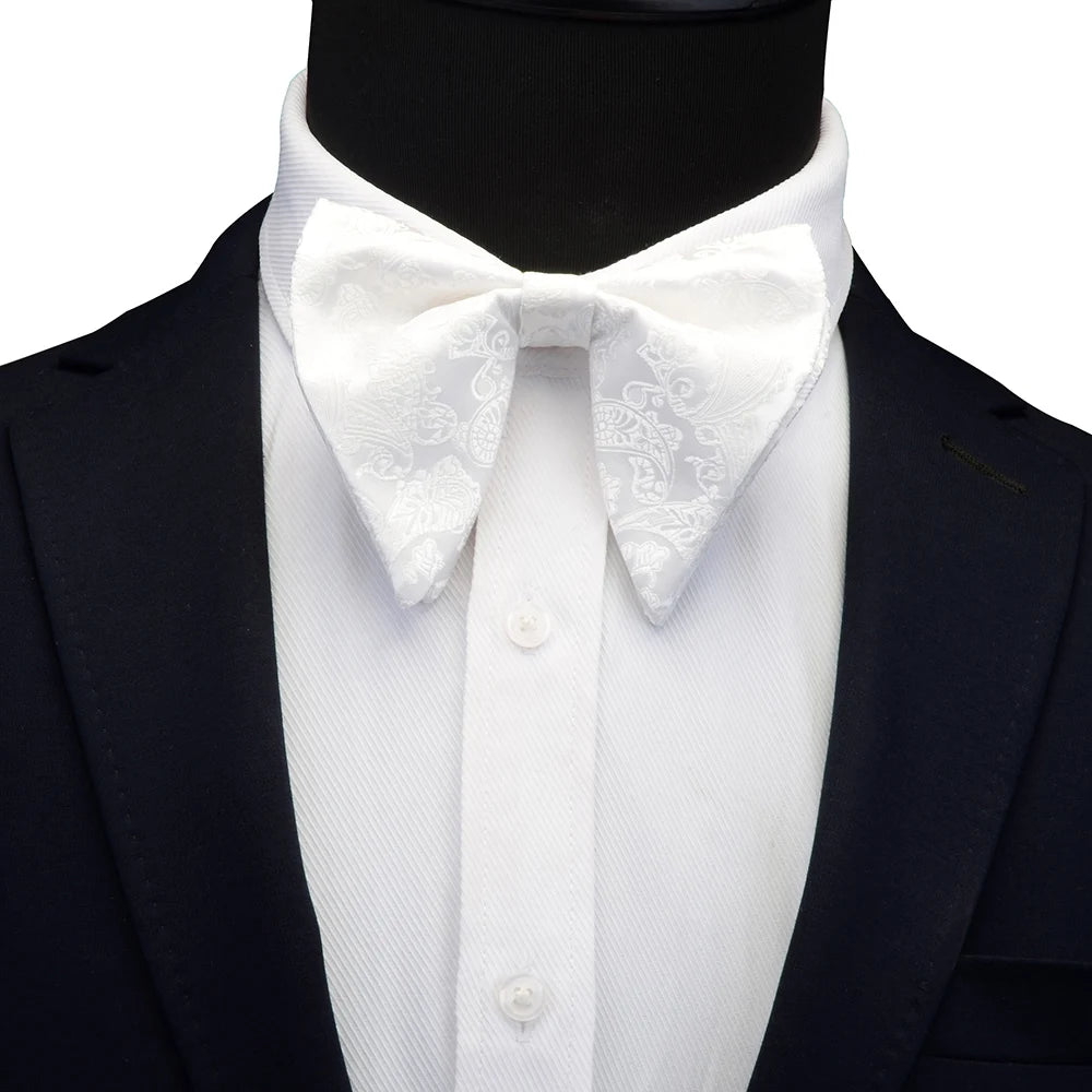 GUSLESON Paisley grand noeud papillon hommes bleu rouge jaune noeud papillon poche carré boutons de manchette ensemble avec boîte-cadeau soie mariage cravate pour homme