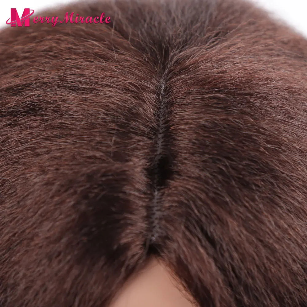 Perruques synthétiques lisses et crépues pour femmes noires, mélange de mèches noires, brunes, blondes, gingembre, rouges et blanches