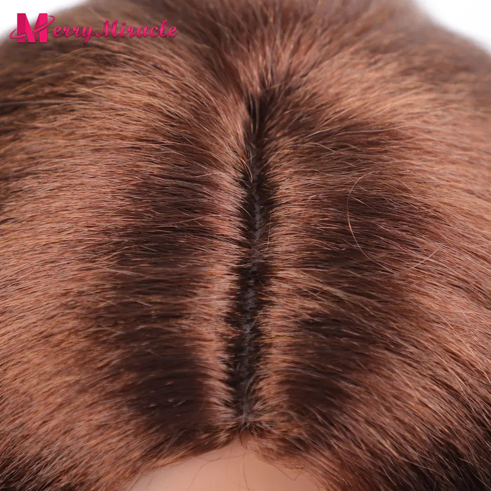 Perruques synthétiques lisses et crépues pour femmes noires, mélange de mèches noires, brunes, blondes, gingembre, rouges et blanches