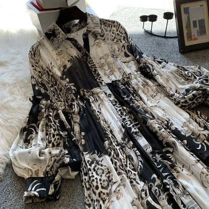 Summer 2023 Fashion Long skirt fancy bow tie lantern long sleeve waist slimming for peplum dress