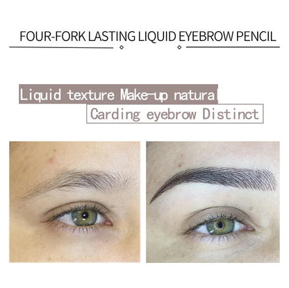 Stylo à sourcils Microblading 4D, 4 fourchettes, crayon de tatouage, longue durée, croquis fins, liquide, maquillage pour les yeux