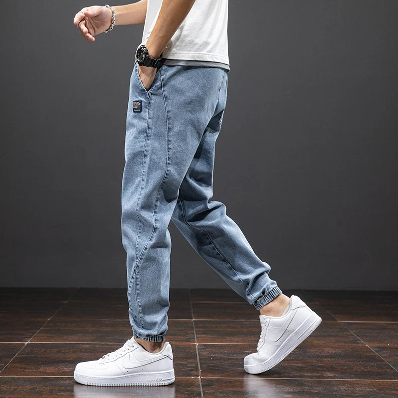 Printemps été noir bleu Cargo Jean hommes Streetwear Denim survêtement pantalon hommes Baggy Harem Jean pantalon grande taille