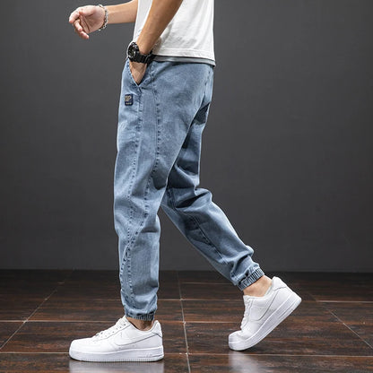 Printemps été noir bleu Cargo Jean hommes Streetwear Denim survêtement pantalon hommes Baggy Harem Jean pantalon grande taille