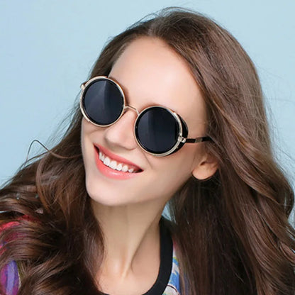 SHAUNA Vintage femmes Steampunk rétro revêtement hommes lunettes de soleil rondes marque concepteur Punk lunettes de soleil UV400