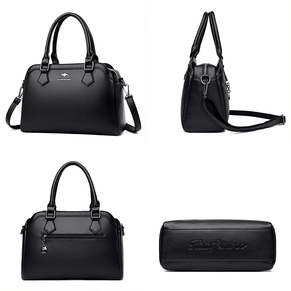 Sac à main multi-poches en cuir de vache véritable, Sac à bandoulière de luxe de styliste, fourre-tout élégant pour femmes