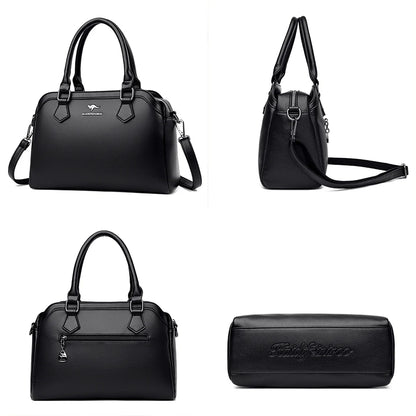 Sac à main multi-poches en cuir de vache véritable, Sac à bandoulière de luxe de styliste, fourre-tout élégant pour femmes