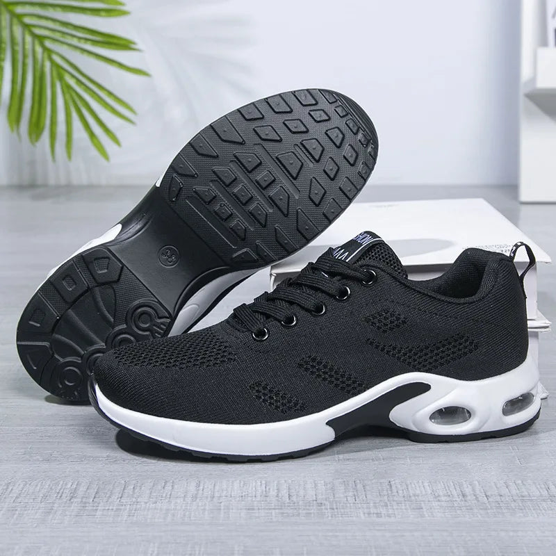 2025 New Double Air Cushion Running Shoes Lace-Up Lightweight Breathable Non-Slip Women's Shoes Casual Shoes