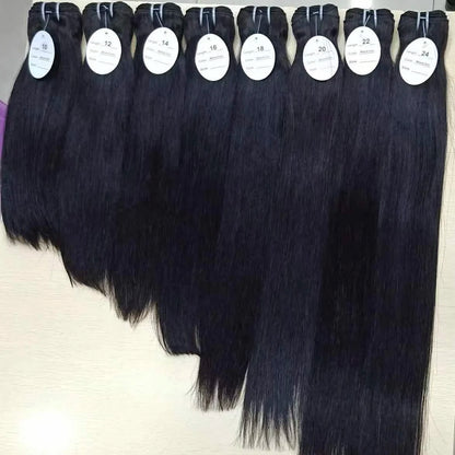 100% Natural Human Raw Straight Hair Double Weft Cuticle Aligned Silky Straight Bundles Single Donor Human Hair
