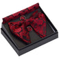 GUSLESON Paisley grand noeud papillon hommes bleu rouge jaune noeud papillon poche carré boutons de manchette ensemble avec boîte-cadeau soie mariage cravate pour homme
