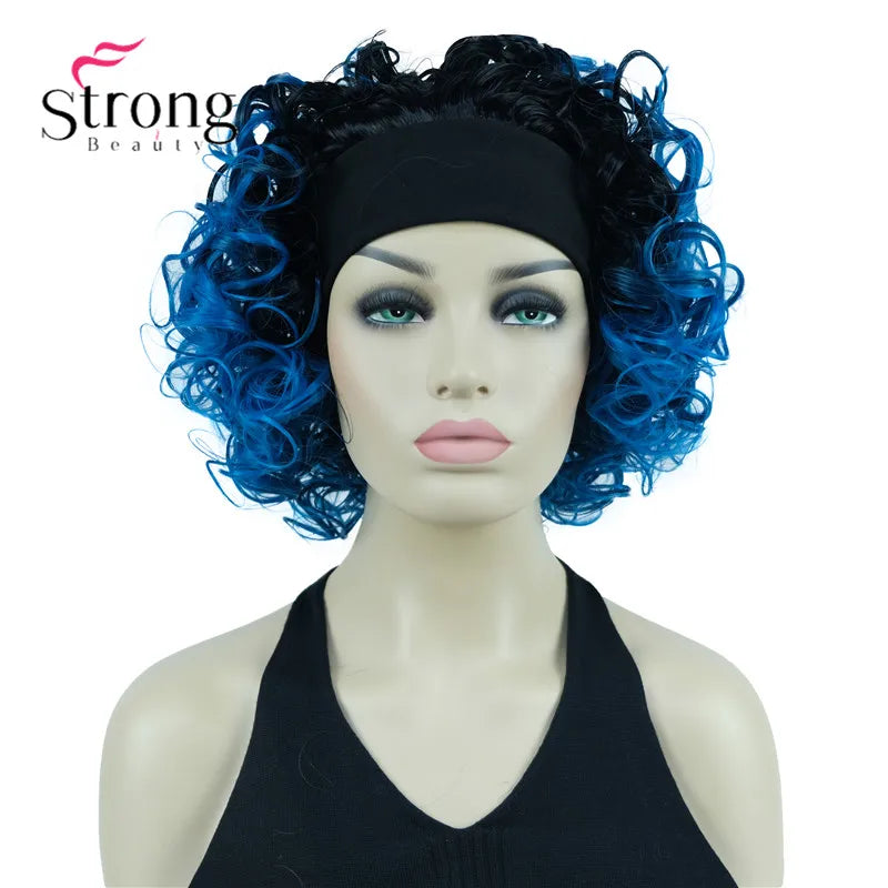 Perruques synthétiques courtes 3/4 à reflets blonds pour femmes, postiche bouclée avec bandeau, choix de couleurs