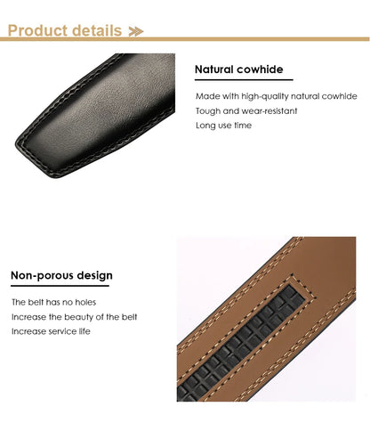 Ceintures en cuir véritable pour hommes, de luxe, de styliste, marron, boucle en alliage automatique, haute qualité, sangle en peau de vache, B448
