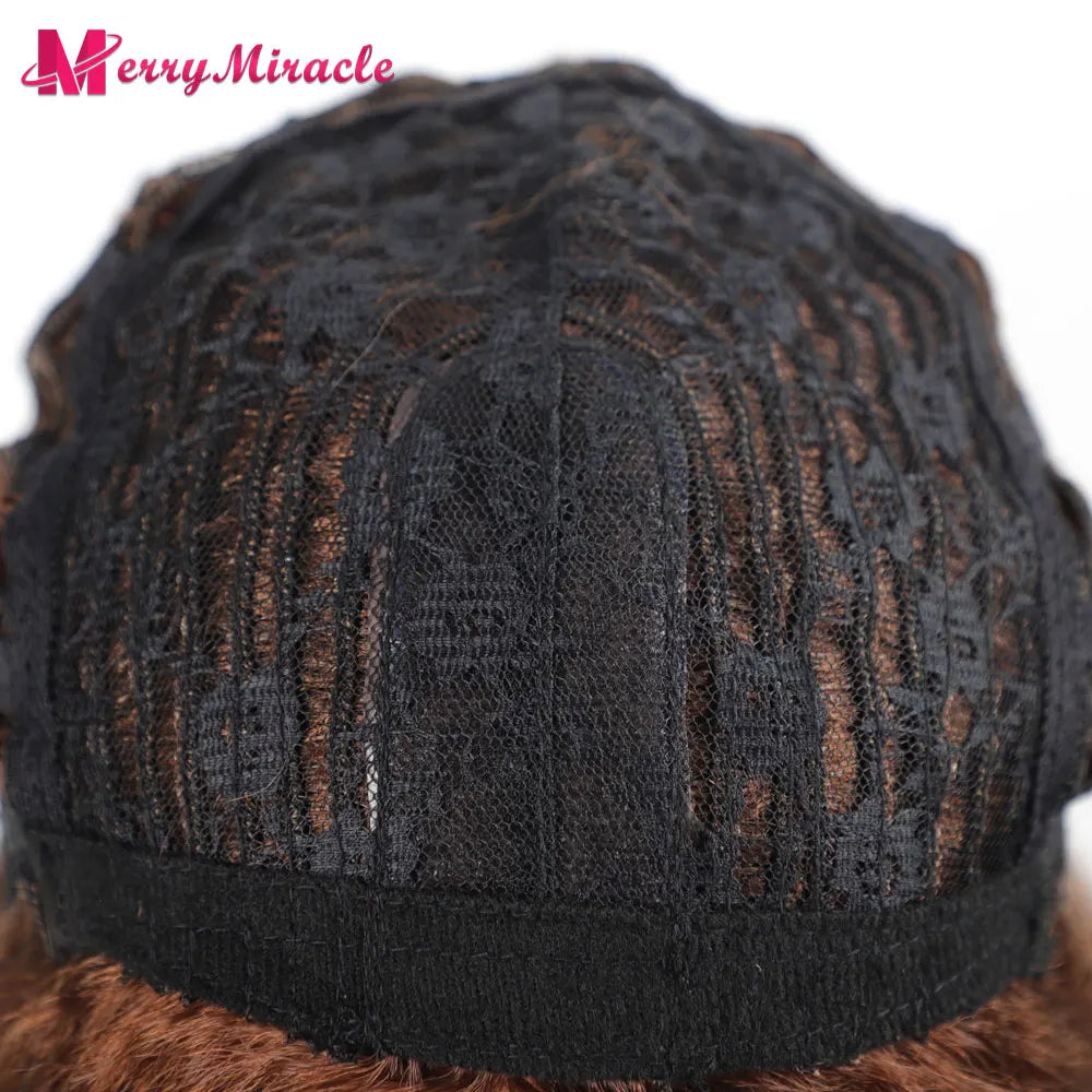 Perruques synthétiques lisses et crépues pour femmes noires, mélange de mèches noires, brunes, blondes, gingembre, rouges et blanches