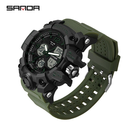 SANDA nouvelle mode Sport militaire montre-bracelet pour hommes numérique Quartz double affichage montres étanche montre décontractée pour hommes