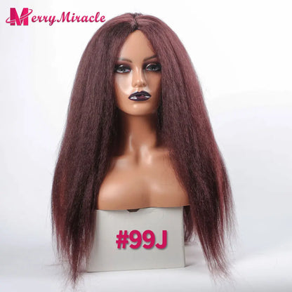 Perruques synthétiques lisses et crépues pour femmes noires, mélange de mèches noires, brunes, blondes, gingembre, rouges et blanches