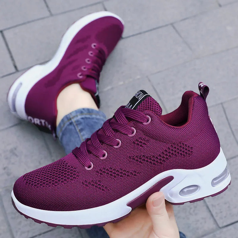 2025 New Women's Shoes Casual Solid Color Running Shoes Breathable Soft-soled Women's Sneakers