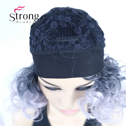 Perruques synthétiques courtes 3/4 à reflets blonds pour femmes, postiche bouclée avec bandeau, choix de couleurs