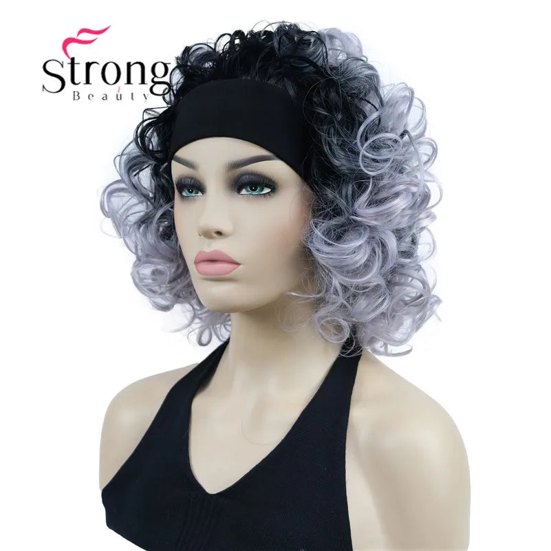 Perruques synthétiques courtes 3/4 à reflets blonds pour femmes, postiche bouclée avec bandeau, choix de couleurs