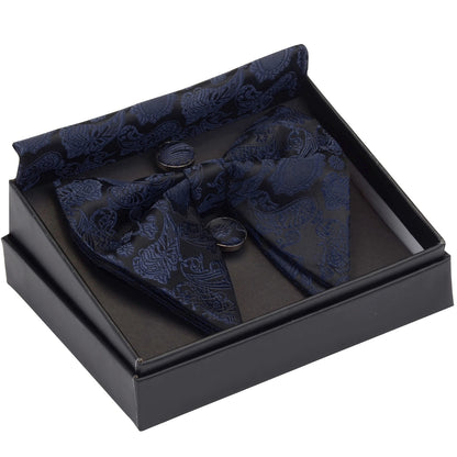 GUSLESON Paisley grand noeud papillon hommes bleu rouge jaune noeud papillon poche carré boutons de manchette ensemble avec boîte-cadeau soie mariage cravate pour homme