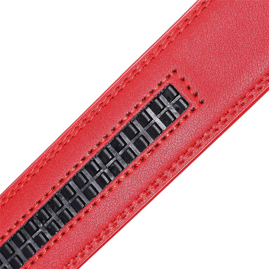 Hommes couleur rouge 3.5 cm largeur bracelet en cuir de vache haute qualité boucle automatique ceintures pour hommes marque de luxe concepteur ceintures homme B995