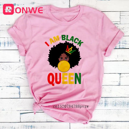 T-shirt Africain avec Imprimé Je suis une Reine de Mélanine, Vêtement pour Femme, Fille Noire, Mois de l'Histoire, DstressSunshine
