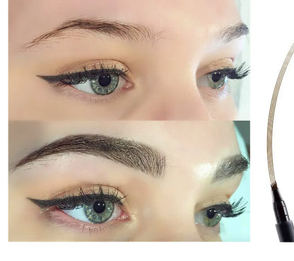 Stylo à sourcils Microblading 4D, 4 fourchettes, crayon de tatouage, longue durée, croquis fins, liquide, maquillage pour les yeux