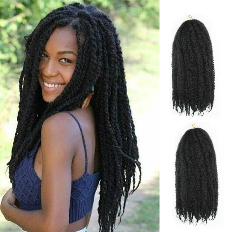 Wholesale 18Inch High Temperature Synthetic Volume Afro Marley Twist Hair Braid Crochet Hair Extensions for Women