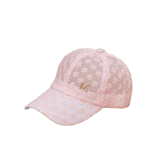 Women Lace Small Flower Baseball Caps Adjustable Hollow Lace Hat Summer Visor Cap Letter Customization