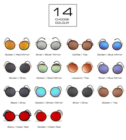 SHAUNA Vintage femmes Steampunk rétro revêtement hommes lunettes de soleil rondes marque concepteur Punk lunettes de soleil UV400