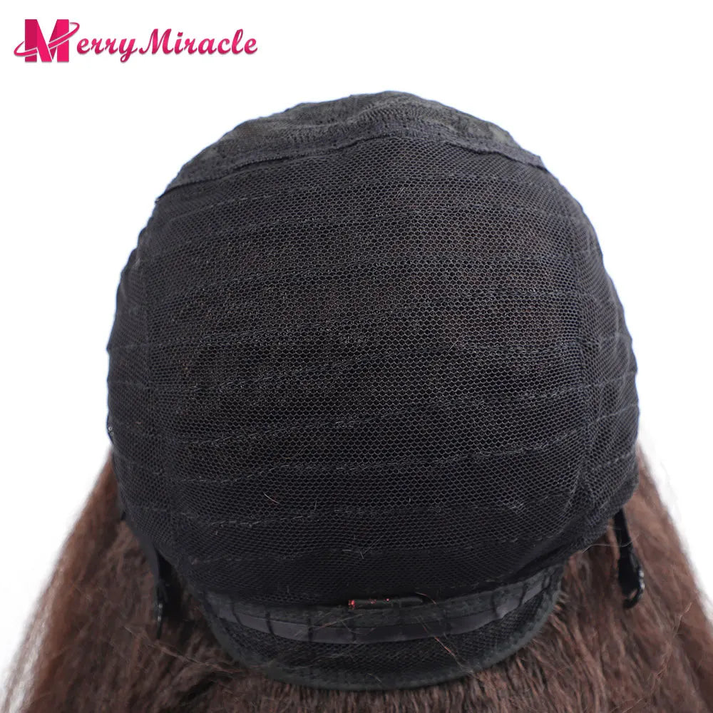 Perruques synthétiques lisses et crépues pour femmes noires, mélange de mèches noires, brunes, blondes, gingembre, rouges et blanches