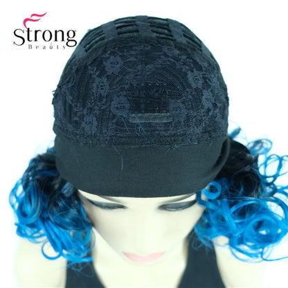 Perruques synthétiques courtes 3/4 à reflets blonds pour femmes, postiche bouclée avec bandeau, choix de couleurs