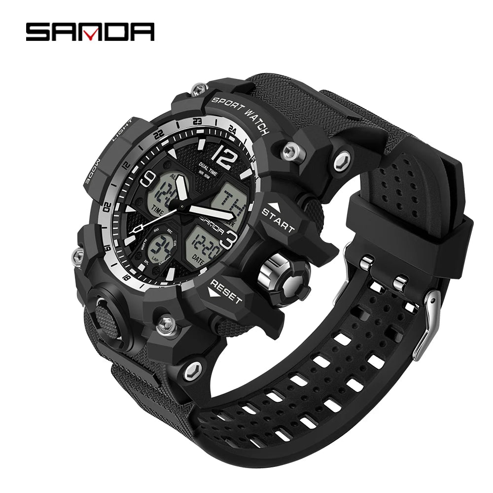SANDA nouvelle mode Sport militaire montre-bracelet pour hommes numérique Quartz double affichage montres étanche montre décontractée pour hommes