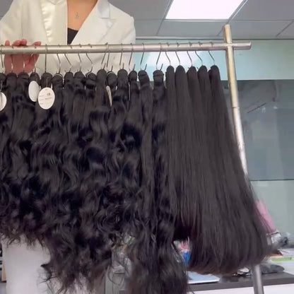 Unprocessed Cuticle Hair Bundle Vendors Bulk Double Drawn Weft Raw Indian Human Hair Extensions