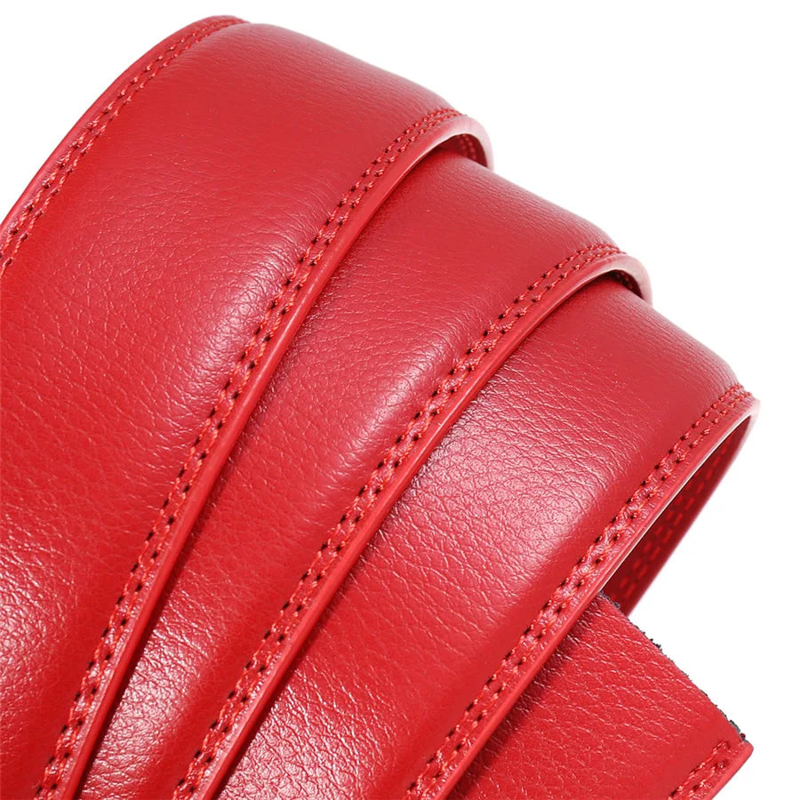 Hommes couleur rouge 3.5 cm largeur bracelet en cuir de vache haute qualité boucle automatique ceintures pour hommes marque de luxe concepteur ceintures homme B995