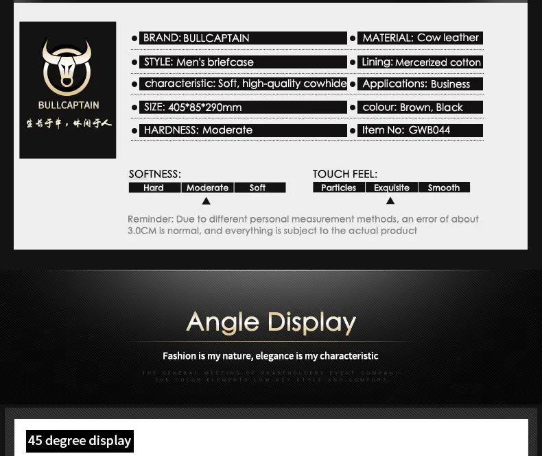 BULLCAPTAIN-Sac à Main en Cuir group pour Homme, Sacoche pour Bombes, Ordinateur Portable de 14 Pouces, Bureau, Affaires