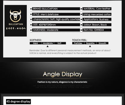 BULLCAPTAIN-Sac à Main en Cuir group pour Homme, Sacoche pour Bombes, Ordinateur Portable de 14 Pouces, Bureau, Affaires